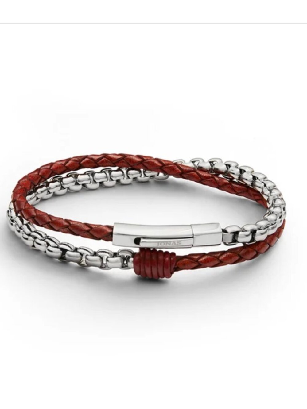 Jonas Studio Bowery Braided Leather & Chain Double Wrap Bracelet